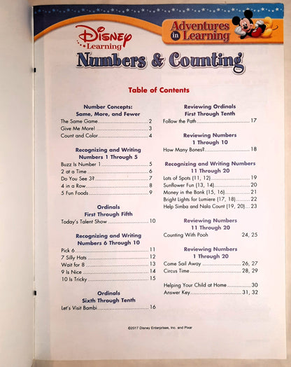 Disney Learning Numbers & Counting by Bendon (Like New, 2017, Pbk)