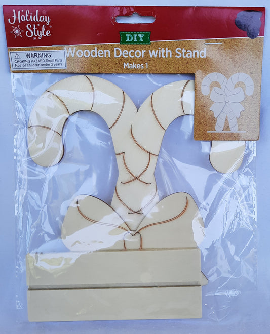 DIY Wooden Decor with Stand: Candy Canes (New, Holiday Style)