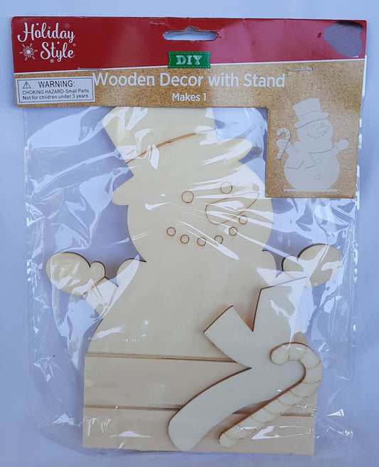 DIY Wooden Decor with Stand: Snowman (New, Holiday Style)