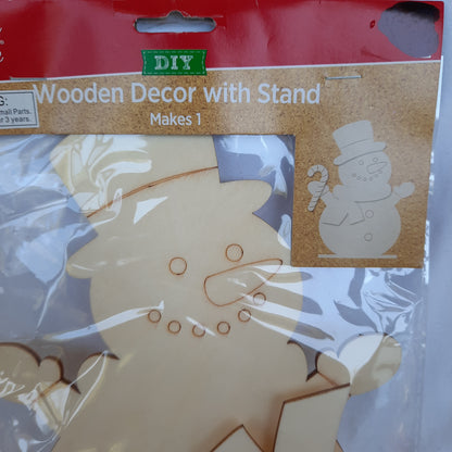 DIY Wooden Decor with Stand: Snowman (New, Holiday Style)