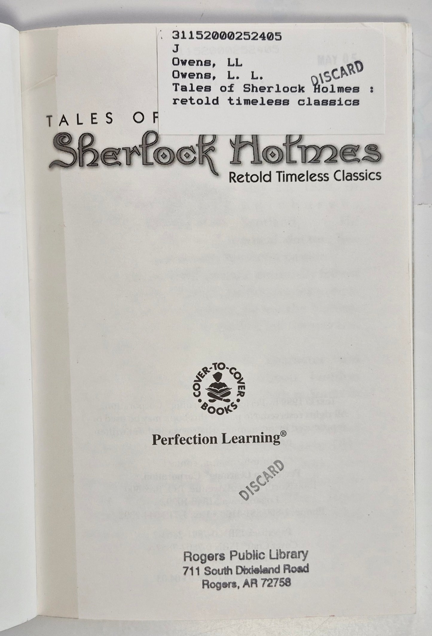 Tales of Sherlock Holmes von Arthur Conan Doyle; L. L. Owens (Sehr gut, 1999, Paperback, 79 Seiten, Perfection Learning)