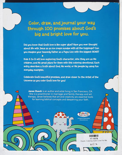 Coloring God's Love For Me by Janae Dueck (New, 2022, Pbk, 216 pages, Tommy Nelson)