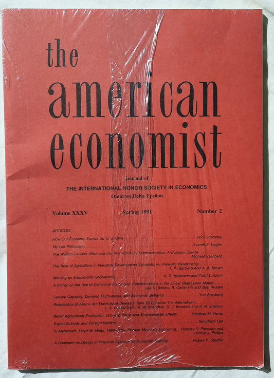 The American Economist Volume XXXV Spring 1991 #2 by The International Honor Society in Economics (New)