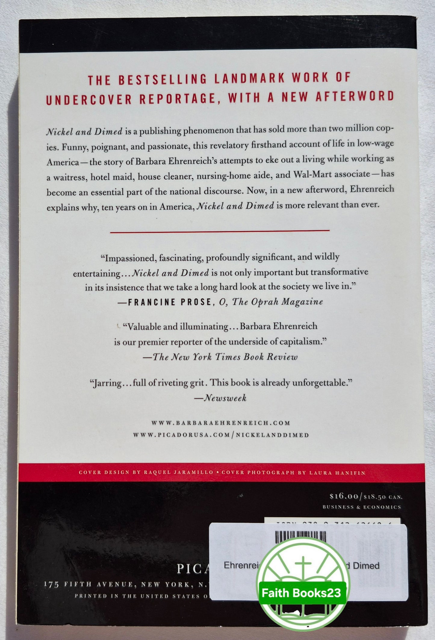 Nickel and Dimed: On (Not) Getting By in America by Barbara Ehrenreich (Very Good, 2011, Pbk, 244 pages, Picador)