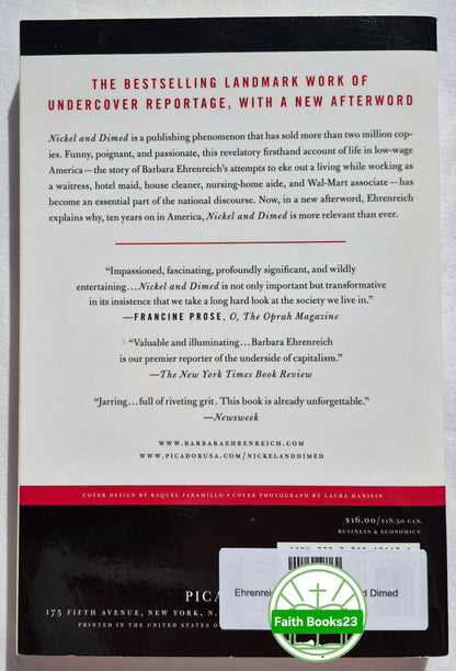 Nickel and Dimed: On (Not) Getting By in America by Barbara Ehrenreich (Very Good, 2011, Pbk, 244 pages, Picador)