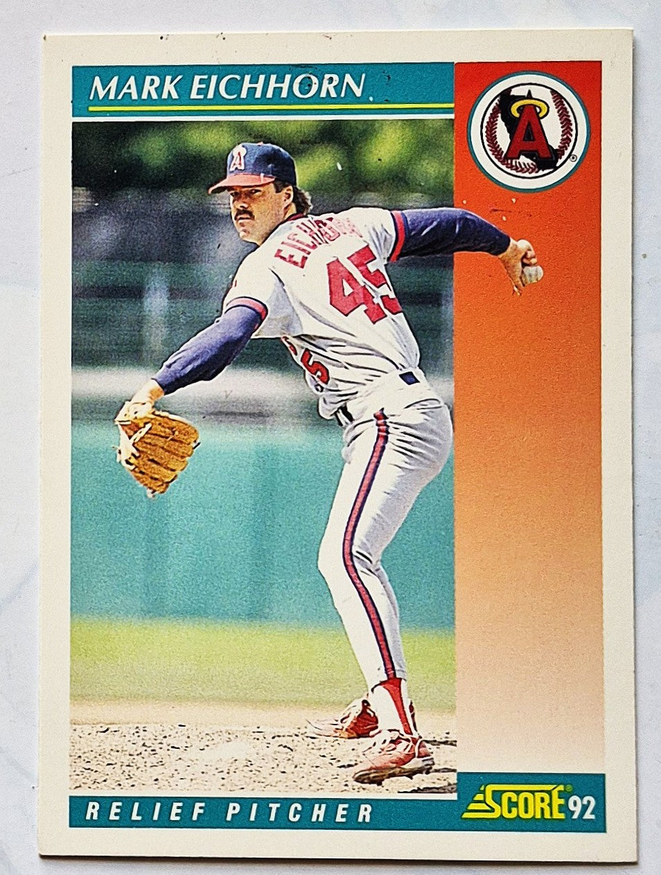 Eichhorn Mark California Angels Relief Pitcher #221 Score 1992 Baseball Card