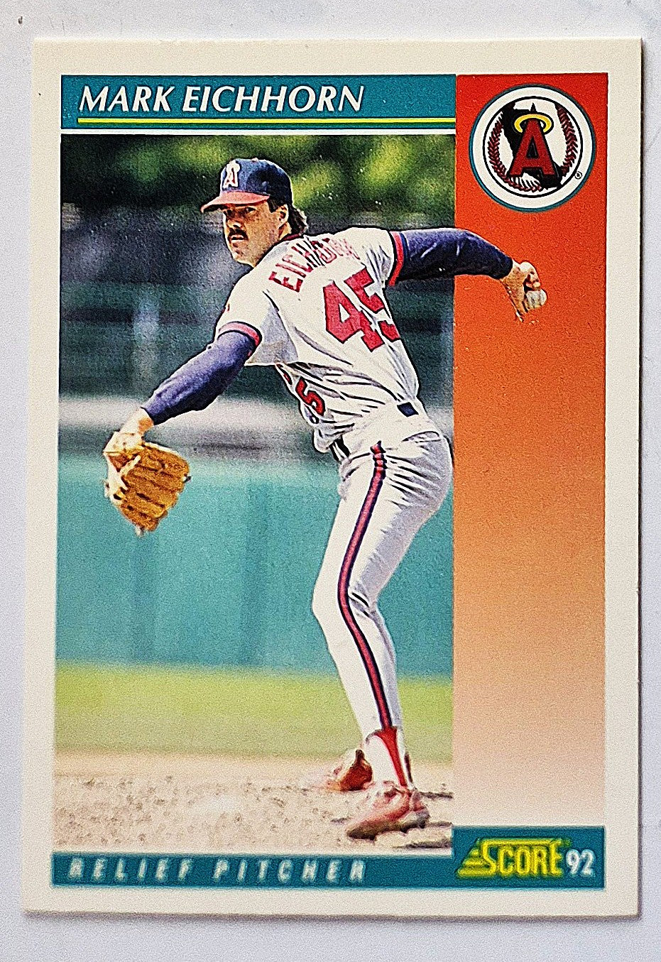 Eichhorn Mark California Angels Relief Pitcher #221 Score 1992 Baseball Card