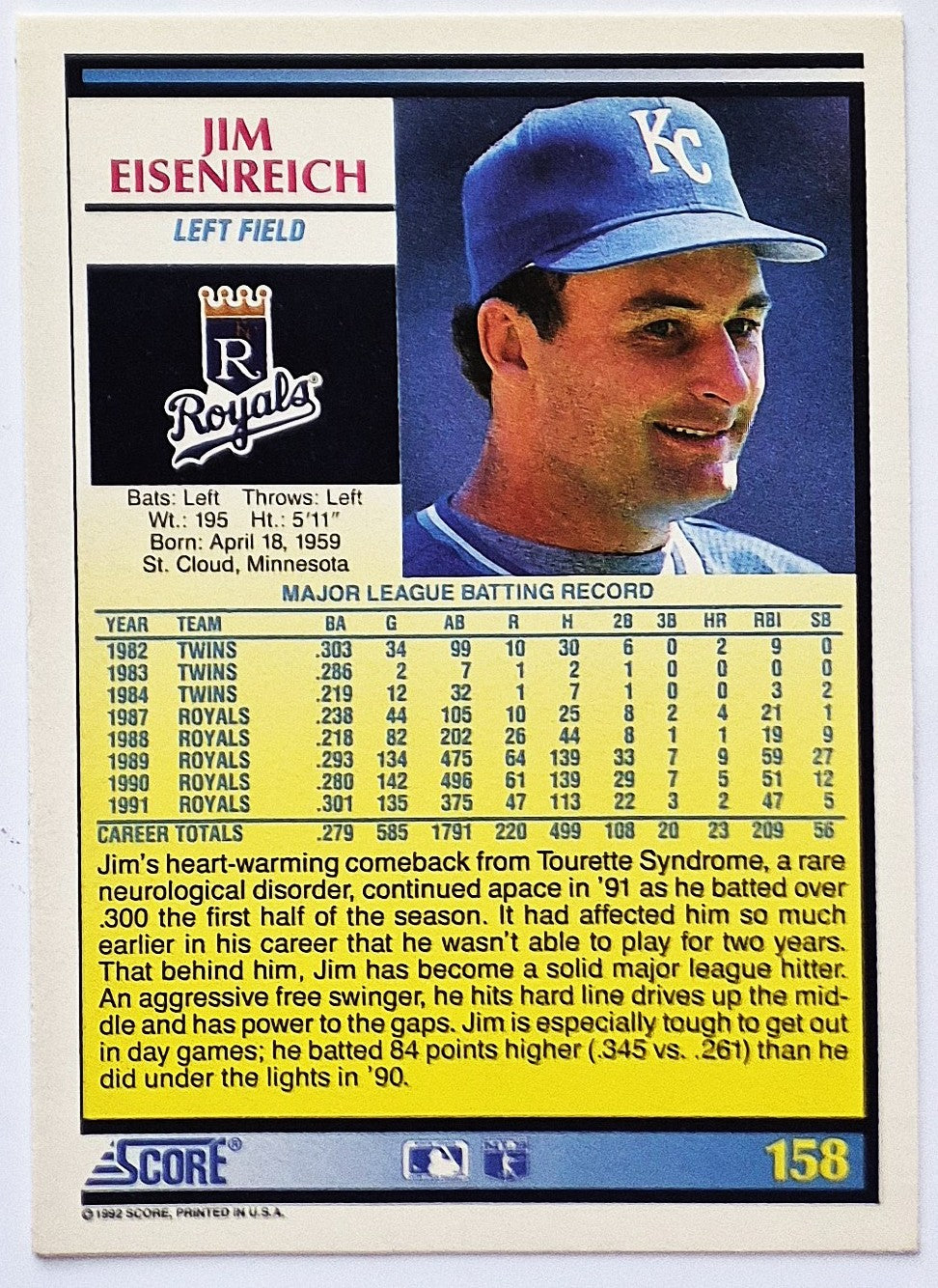 Scott Bailes California Angels Relief Pitcher 1992 Score #331 Baseballkarte (Exzellent)