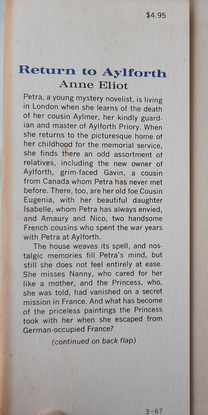 Return to Aylforth by Anne Eliot (Very Good, 1967, HC, 216 pages, Meredith Press)