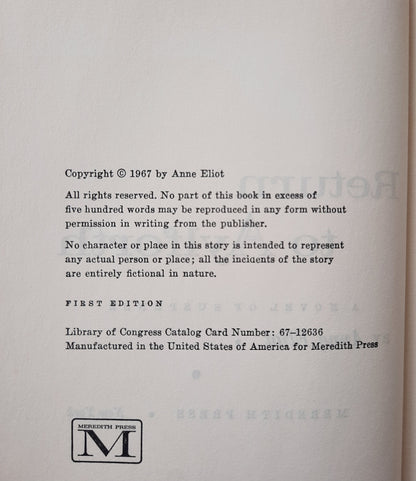 Return to Aylforth by Anne Eliot (Very Good, 1967, HC, 216 pages, Meredith Press)