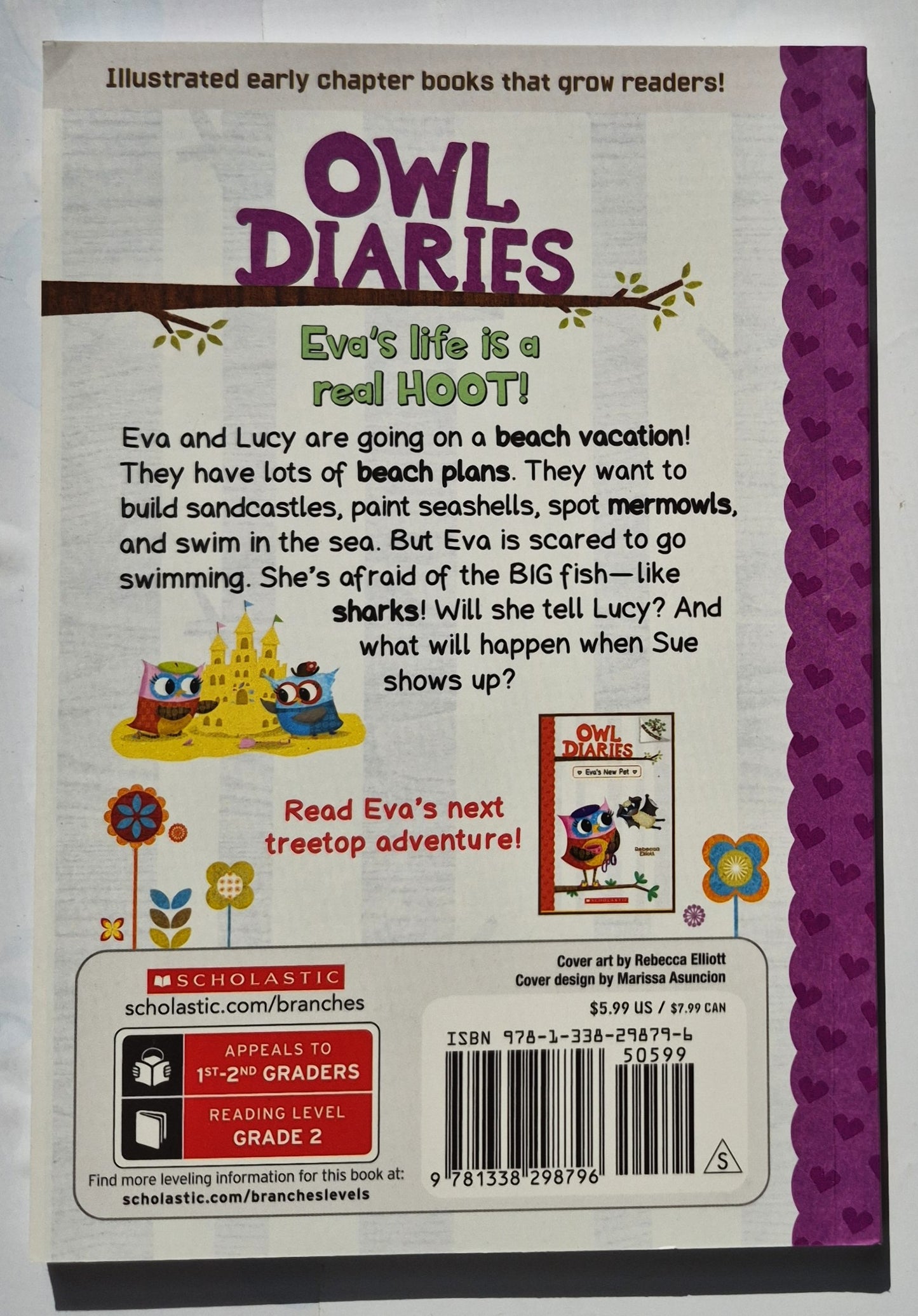 Owl Diaries: Eva at the Beach by Rebecca Elliott (New, 2021, Pbk, 74 pages, Scholastic Branches)