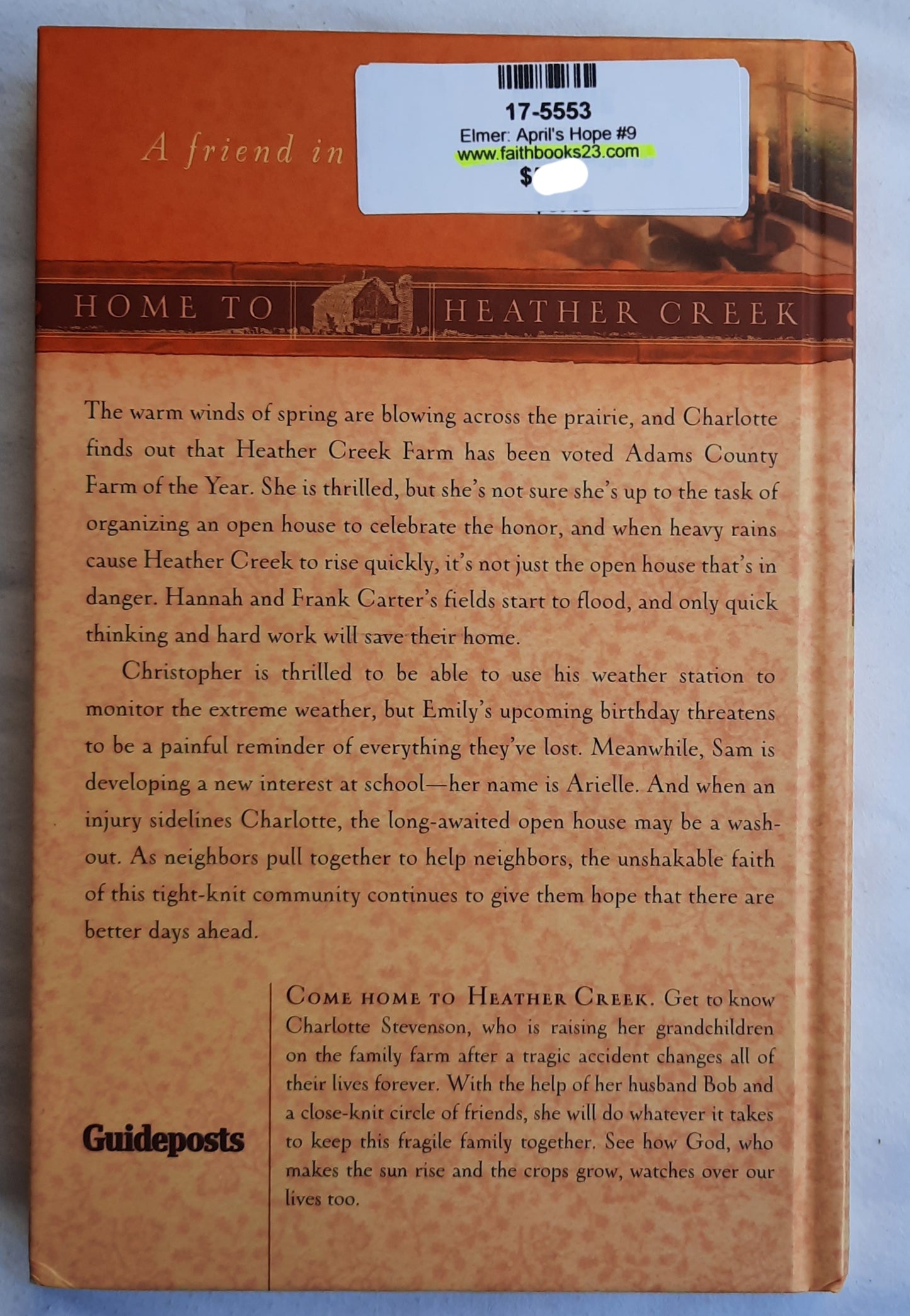 April's Hope by Robert Elmer (Home to Heather Creek #9, Very good, 2009, HC, 244 pages, Guideposts)