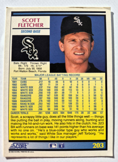 Bewertung: „92 Scott Fletcher Chicago White Sox Second Base Baseballkarte #203 Near Mint“