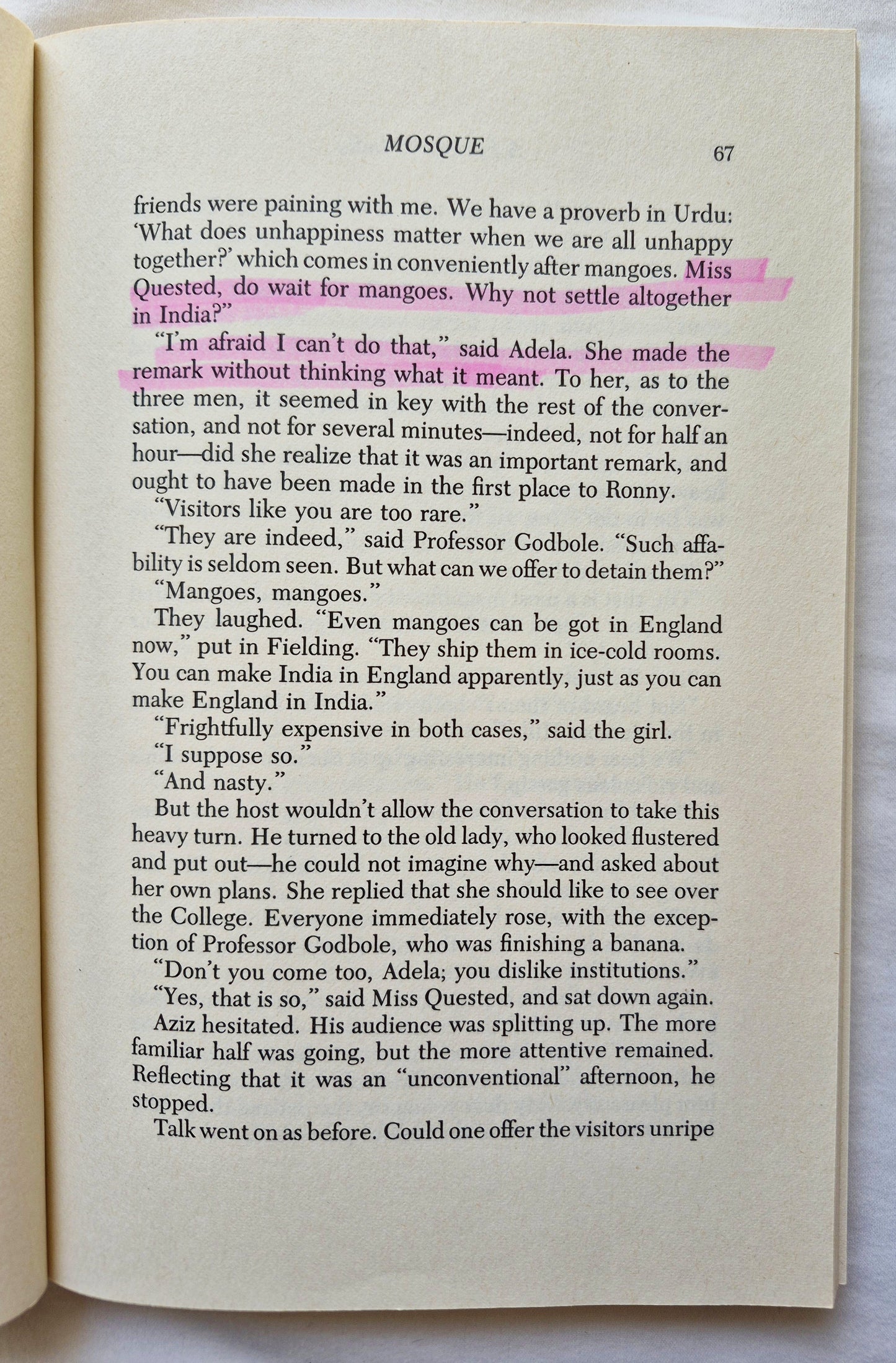 A Passage to India von E.M. Forster (Sehr gut, 1984, TB, 316 Seiten, Harvest/HBJ Book)