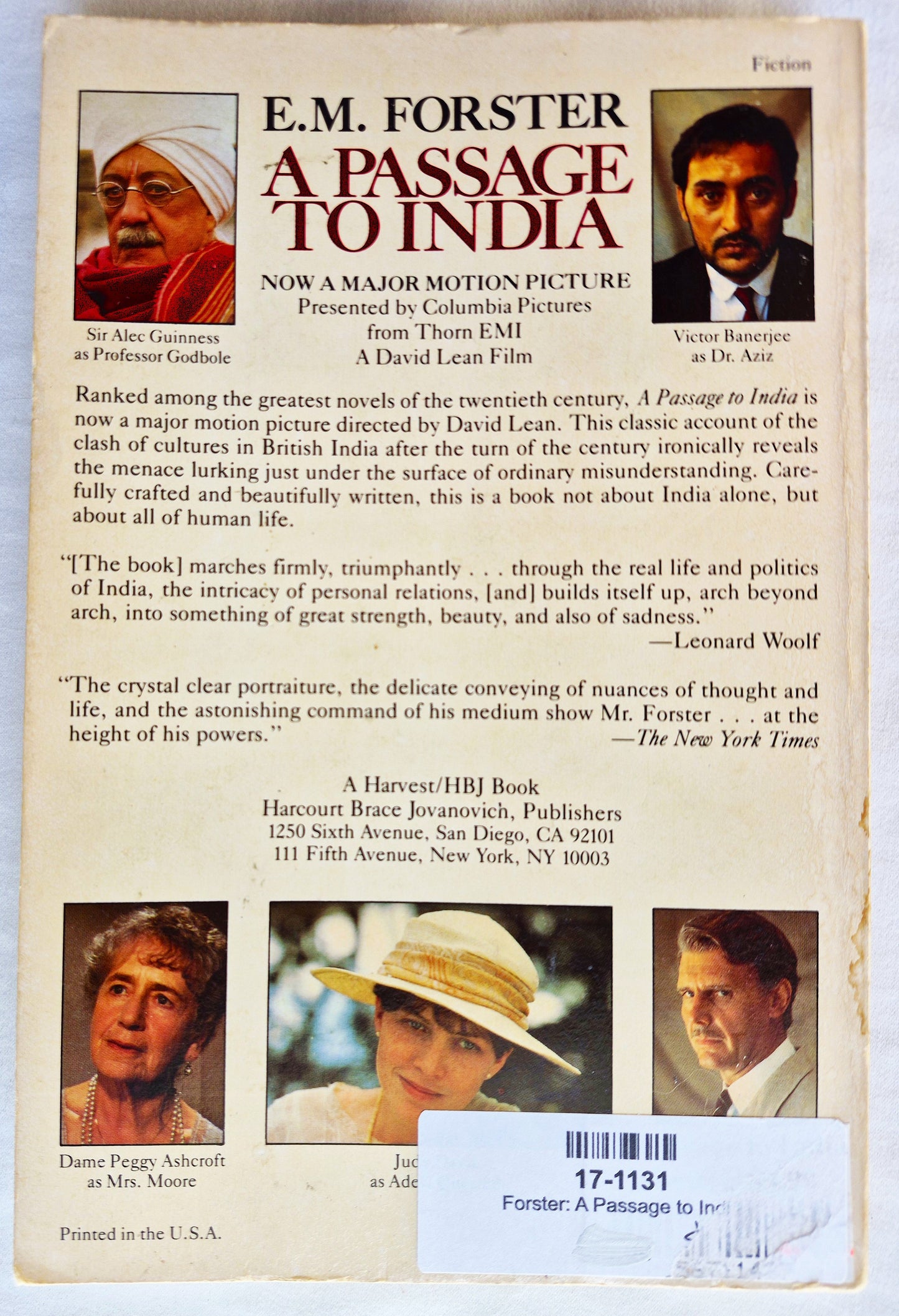 A Passage to India von E.M. Forster (Sehr gut, 1984, TB, 316 Seiten, Harvest/HBJ Book)