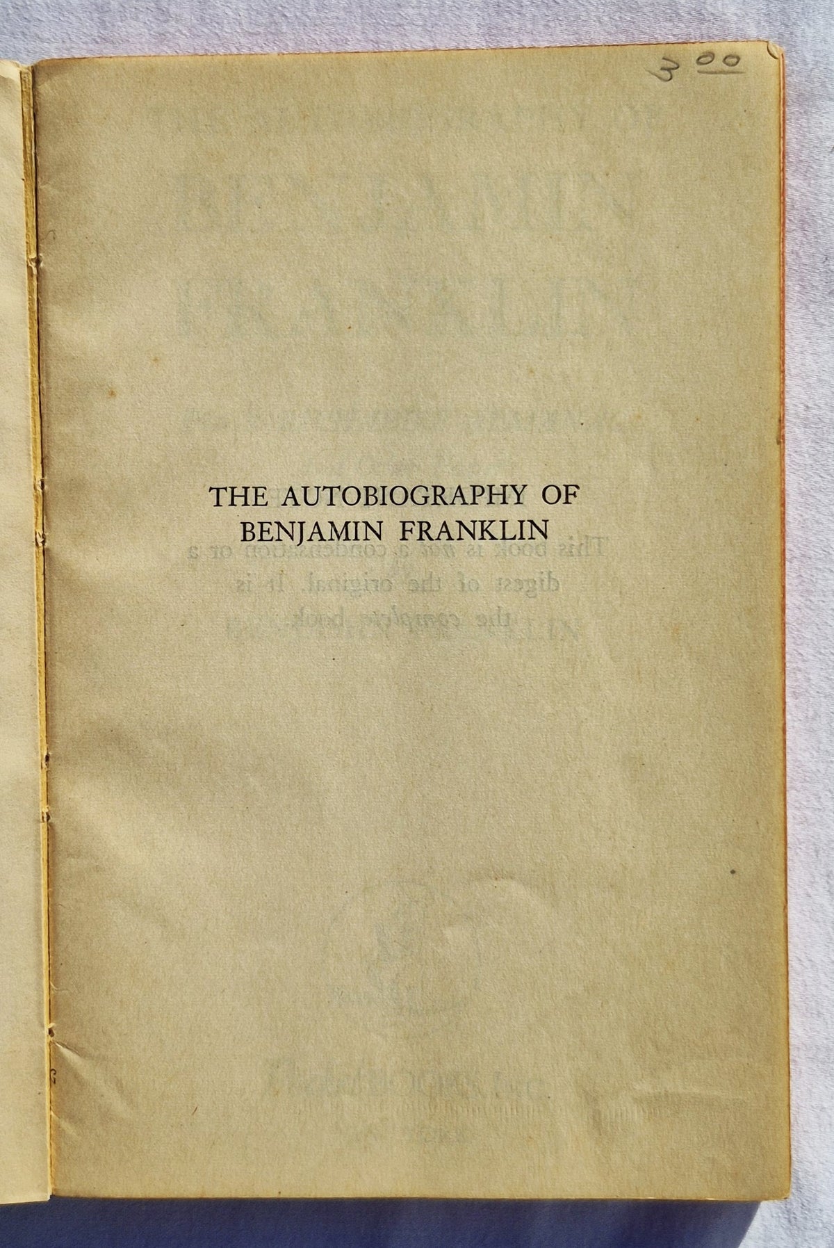 The Autobiography of Benjamin Franklin by Benjamin Franklin (Good, 1941, Pbk, 280 pgs, Pocket Books)