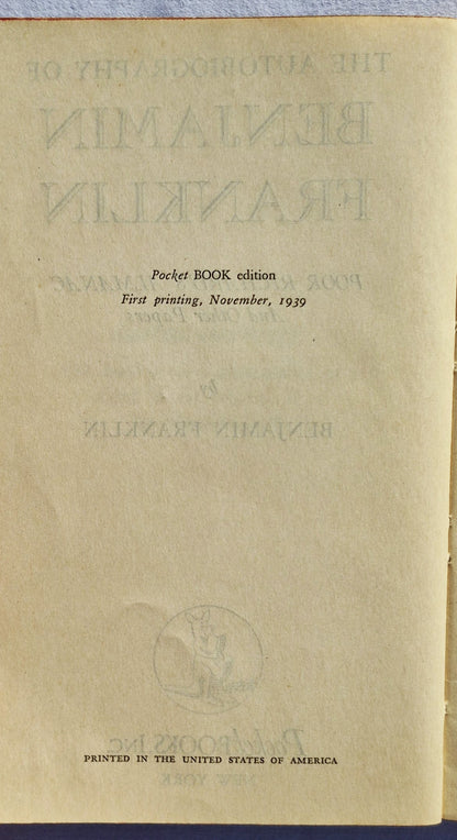 The Autobiography of Benjamin Franklin by Benjamin Franklin (Good, 1941, Pbk, 280 pgs, Pocket Books)