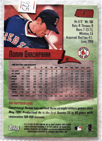 2000 Stadium Club Nomar Garciaparra Boston Red Sox #1 Baseball Card TOPPS