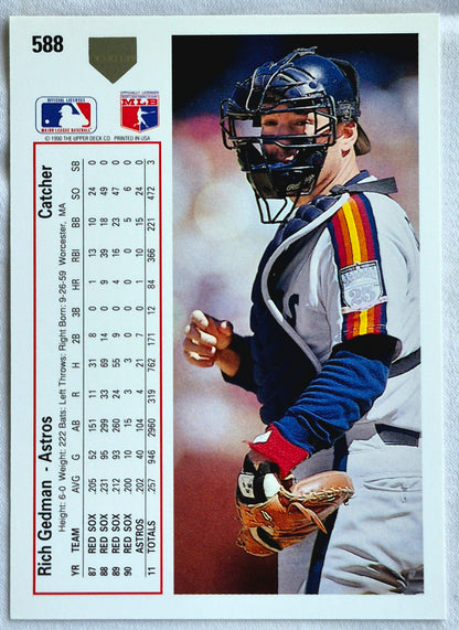 Gedman Rich Houston Astros Catcher #588 Upper Deck 1991 Baseball Card