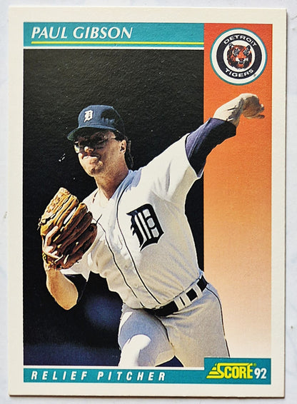Gibson Paul Detroit Tigers Relief Pitcher #261 Score 1992 Baseball Card