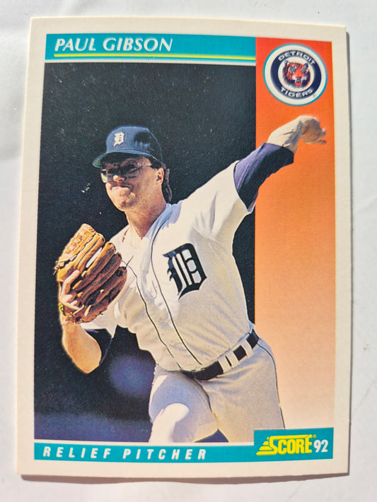 Score '92 Paul Gibson Detroit Tigers Relief Pitcher Baseball Card #261 Near Mint
