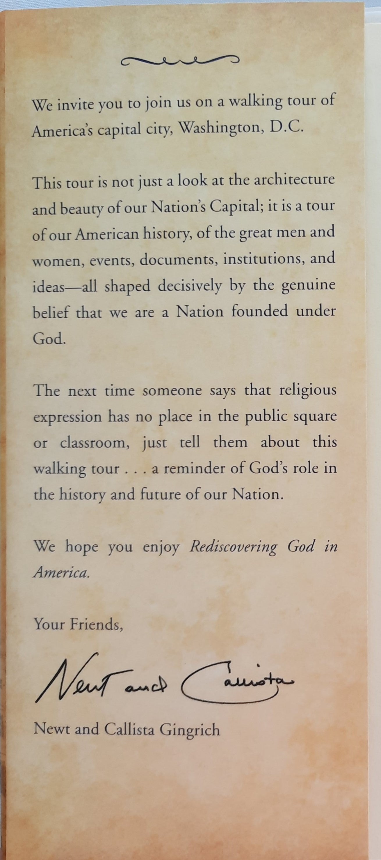 Rediscovering God in America by Newt Gingrich; Callista Gingrich (Like New, 2009, HC, 118 pages, Thomas Nelson)