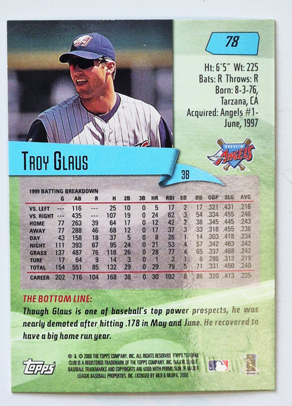 Glaus Troy Angelinos de Anaheim Tercera Base #78 Topps 2000 Stadium Club Tarjeta de Béisbol