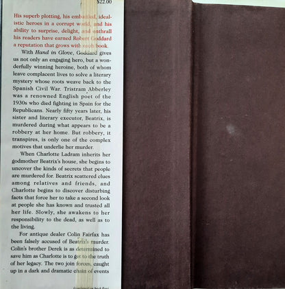 Hand in Glove by Robert Goddard (Good, HC, 1992, Poseidon Press, 428 pages)
