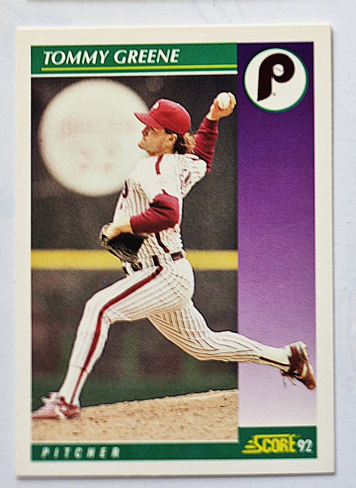 Greene Tommy Philadelphia Phillies Pitcher #336 Score 1992 Baseball Card