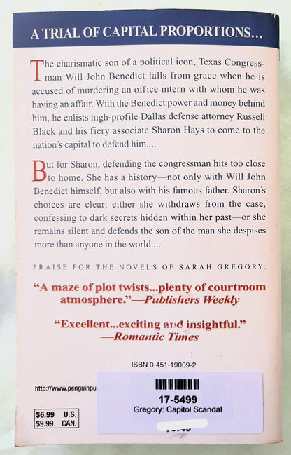 Capitol Scandal by Sarah Gregory (Good, 1999, Pbk, 380 pages, Penguin Putnam)