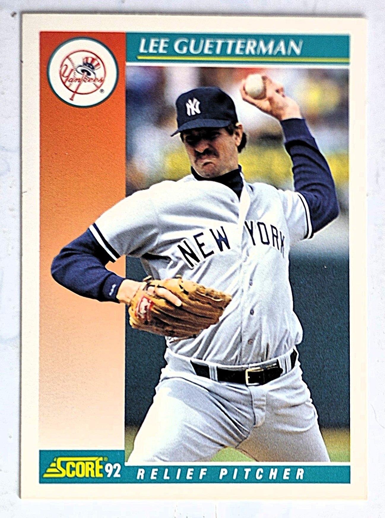 Guetterman Lee New York Yankees Relief Pitcher #244 Score 1992 Baseball Card