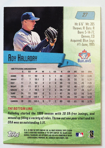 Halladay Roy Toronto Blue Jays Pitcher #27 Topps 2000 Stadium Club Baseball Card
