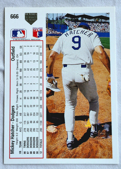 Hatcher Mickey Los Angeles Dodgers Outfield #666 Upper Deck 1991 Baseball Card