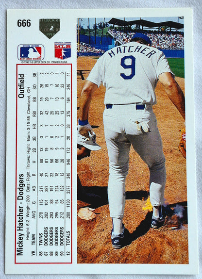 Hatcher Mickey Los Angeles Dodgers Outfield #666 Upper Deck 1991 Baseball Card