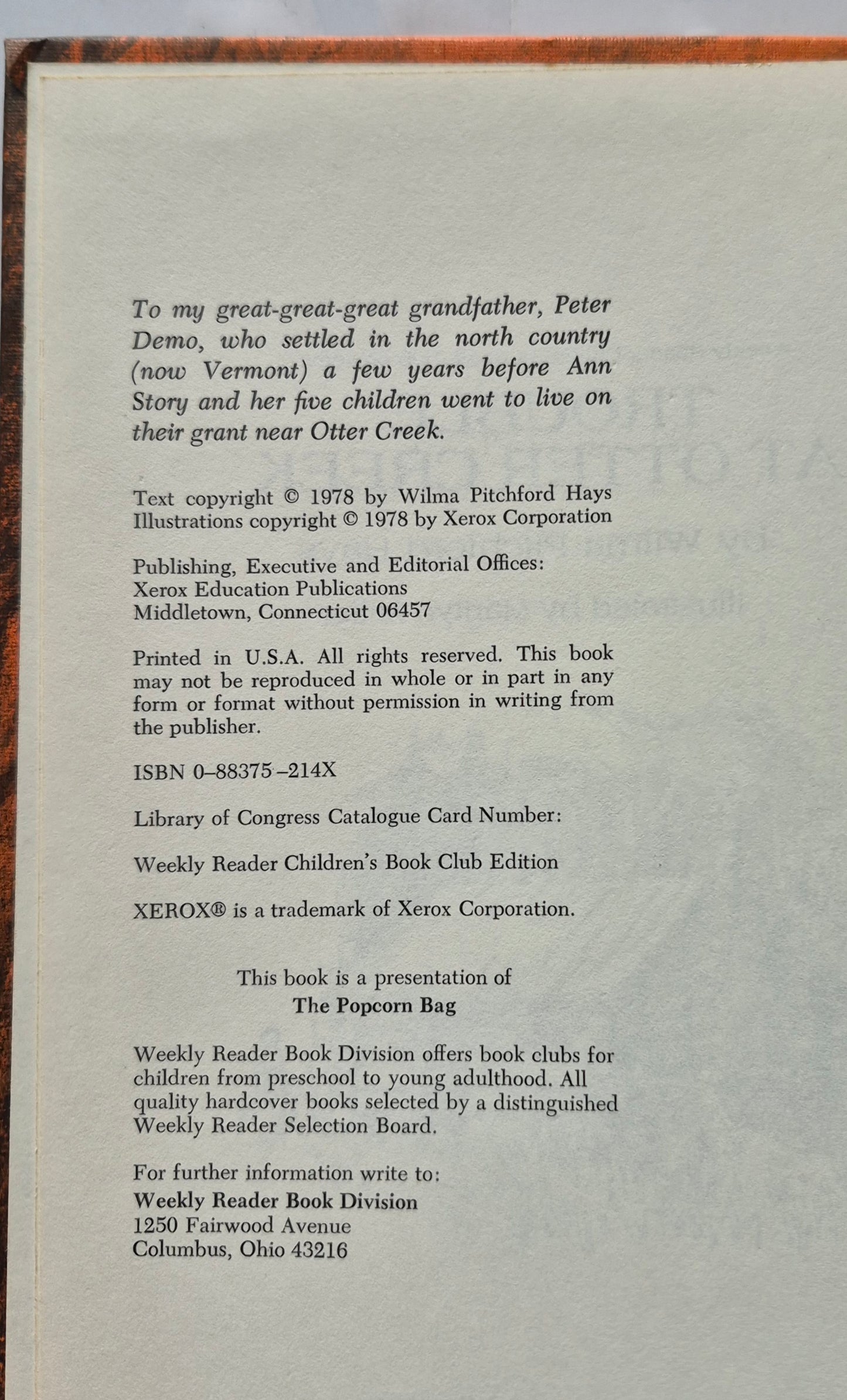 Trouble at Otter Creek by Wilma Pitchford Hays (Very good, 1978, HC, 44 pages, Xerox Education Publications)