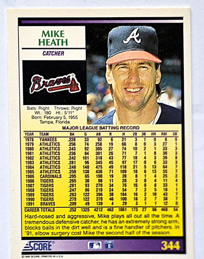 Heath Mike Atlanta Braves Catcher #344 Score '92 Baseball Card