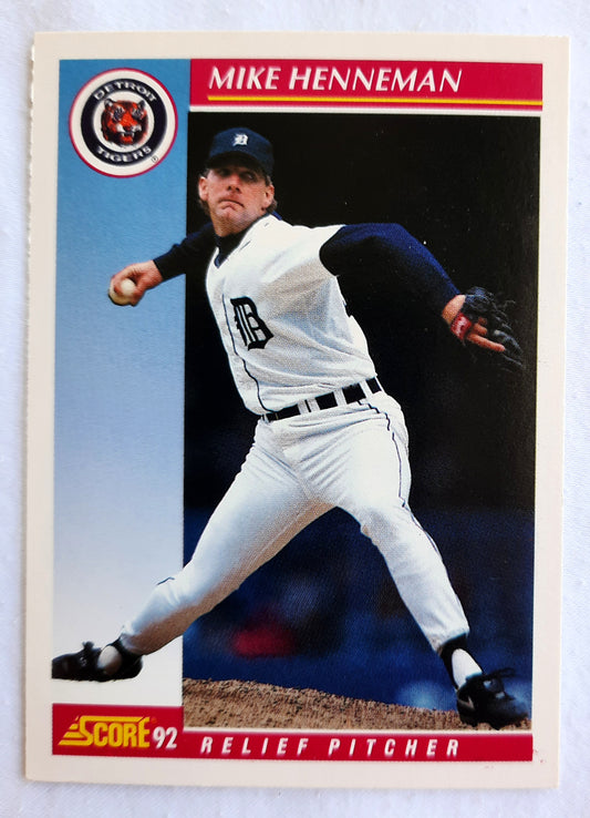 Score '92 Mike Henneman Detroit Tigers Relief Pitcher #217 Baseball Card Near Mint