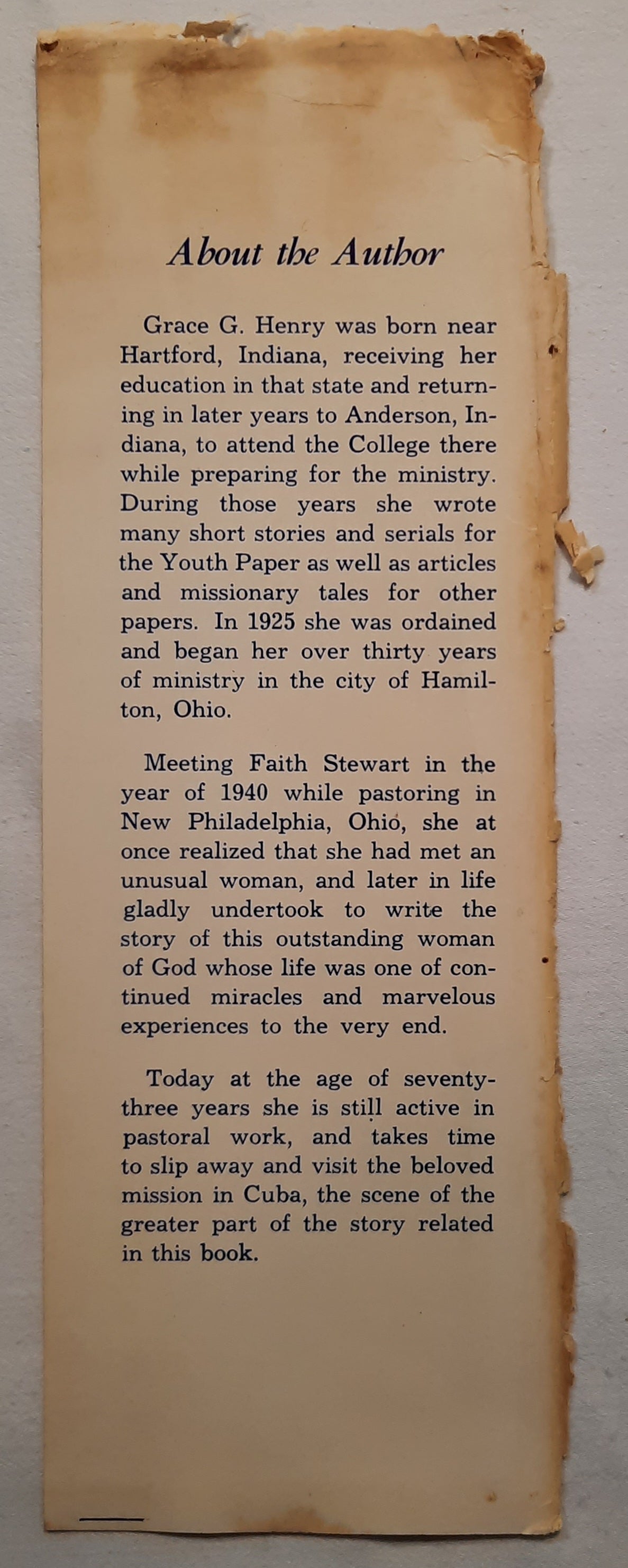 Highways and Hedges or The Life of E. Faith Stewart by Grace G. Henry (Acceptable, 1975, HC, 300 pages, Tracts of Truth)