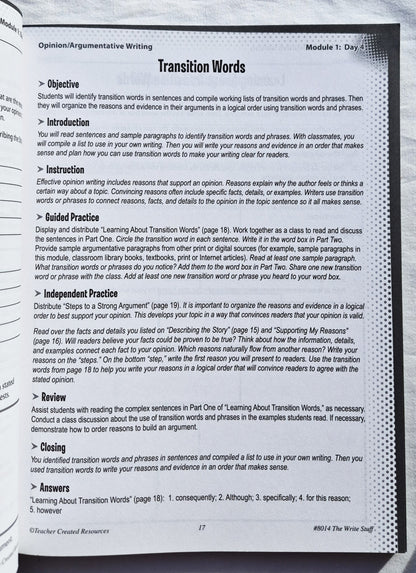 The Write Stuff Grade 5 Arbeitsbuch von Tracie Heskett (Teacher Created Resources, Neu, 2017, PBK, 160 Seiten)