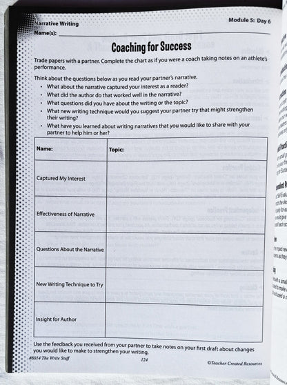 The Write Stuff Grade 5 Arbeitsbuch von Tracie Heskett (Teacher Created Resources, Neu, 2017, PBK, 160 Seiten)