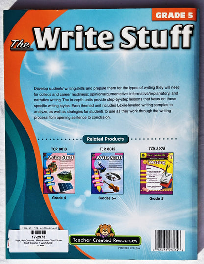 The Write Stuff Grade 5 Arbeitsbuch von Tracie Heskett (Teacher Created Resources, Neu, 2017, PBK, 160 Seiten)