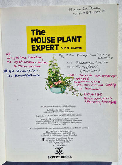 The House Plant Expert von D. G. Hessayon (Sehr gut, 2003, Pbk, 256 Seiten, Expert Books)