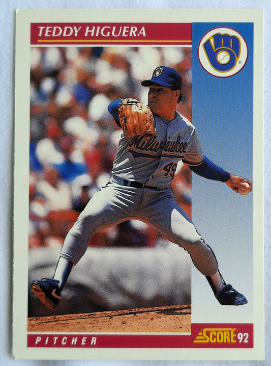 Score '92 Teddy Higuera Milwaukee Brewers Pitcher #126 Baseball Card Near Mint