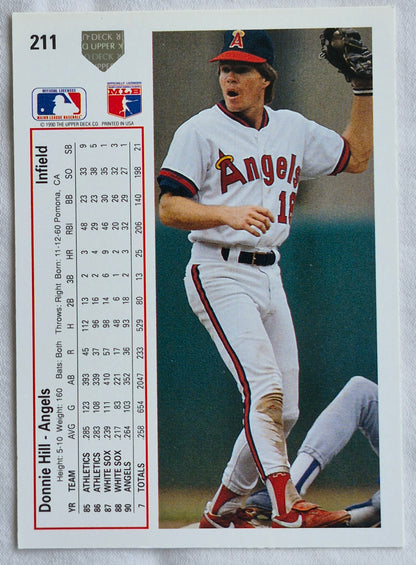 Hill Donnie California Angels Infield #211 Upper Deck 1991 Baseball Card