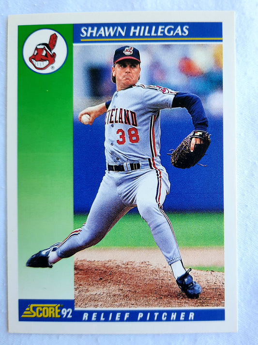 Score '92 Shawn Hillegas Cleveland Indians Relief Pitcher #93 Baseball Card Near Mint