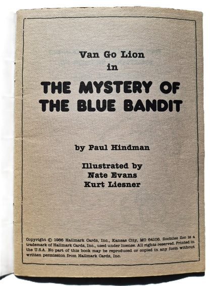 Van Go Lion in The Mystery of The Blue Bandit von Paul Hindman (Zoobilee Zoo, Gut, 1986, Pbk, Hallmark) SELTEN