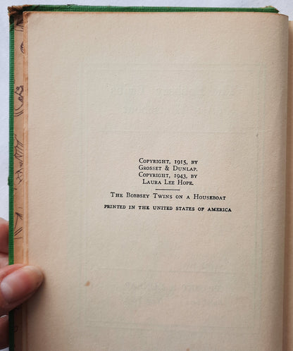 The Bobbsey Twins on a Houseboat by Laura Lee Hope (Good, 1943, HC, 244 pages, Grosset & Dunlap)