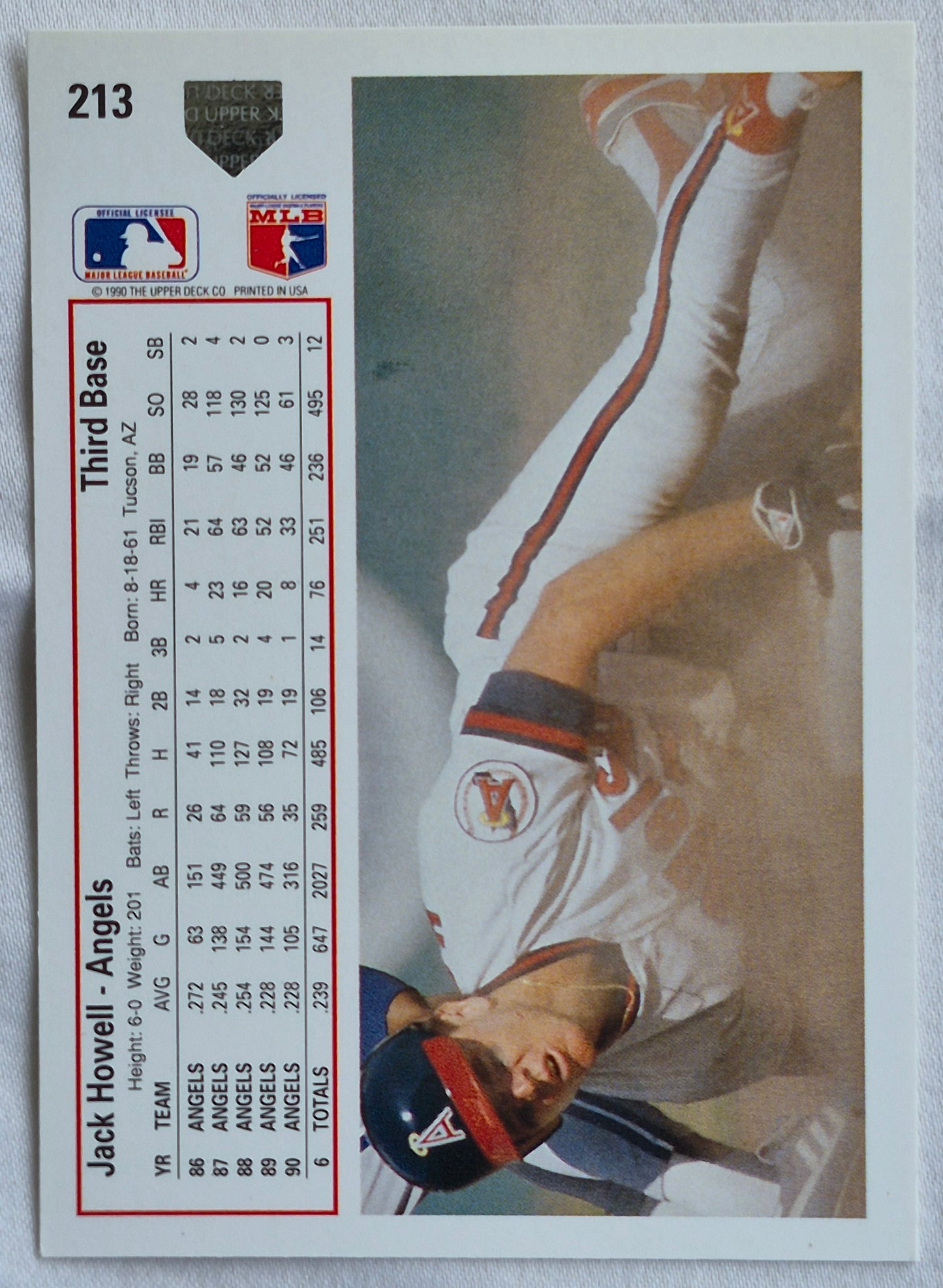 Howell Jack California Angels 3rd Base #213 Upper Deck 1991 Baseball Card
