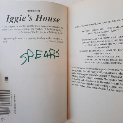 Iggie's House by Judy Blume (Good, 1986, Pbk, 117 pages, Yearling)