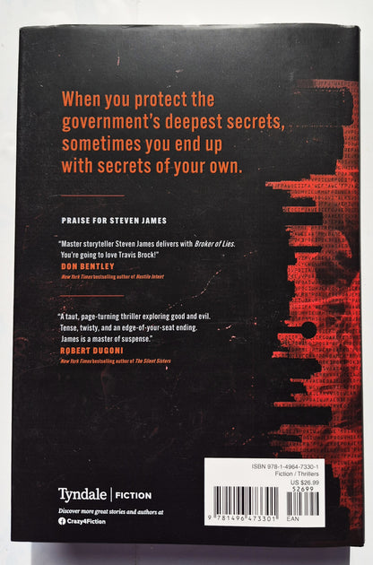 Broker of Lies by Steven James (Travis Brock #1, New, 2023, HC, 403 pages, Tyndale Fiction)